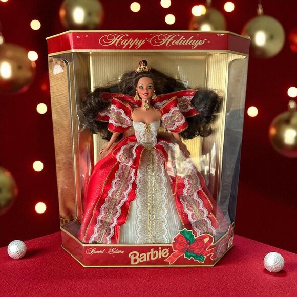 MATTEL Happy Holidays Hallmark Brunette 1997 Limited Edition RARE Error Doll NEW - Picture 1 of 7